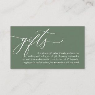 A Note On Gifts, Modern Romantic Elegance Wedding Enclosure Card