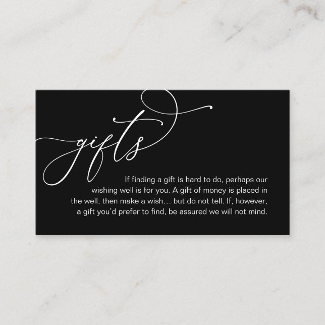 A Note On Gifts, Modern Romantic Elegant Wedding Enclosure Card (Front)