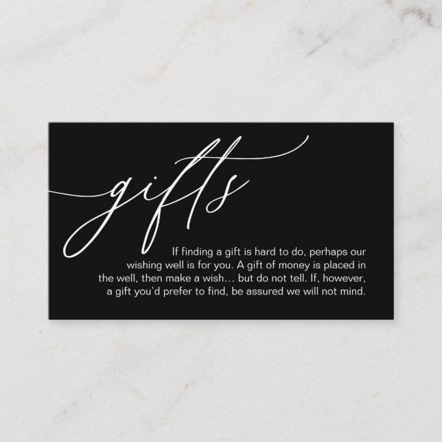 A Note On Gifts, Modern Romantic Elegant Wedding Enclosure Card (Front)
