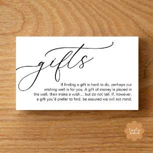 A Note On Gifts, Modern Romantic Elegant Wedding Enclosure Card