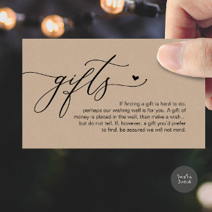A note on gifts, Modern Romantic Wedding  Enclosure Card