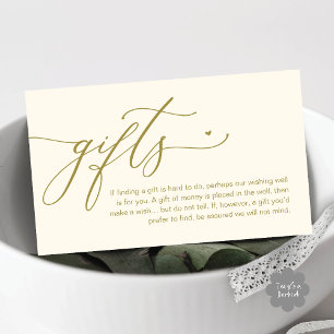 A note on gifts, Modern Romantic Wedding  Enclosure Card