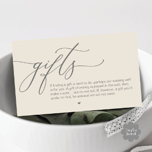 A note on gifts, Modern Romantic Wedding  Enclosure Card