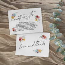 A Note on Gifts Painted Wildflowers Wedding