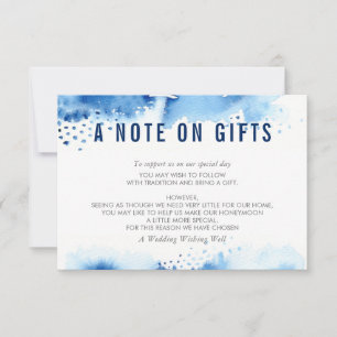A NOTE ON GIFTS stylish watercolor dark blue Card