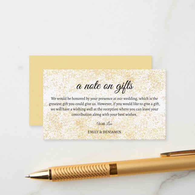 A Note On Gifts Wedding Enclosure Card (Front/Back In Situ)