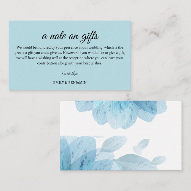 A Note On Gifts Wedding Enclosure Card (Front/Back)
