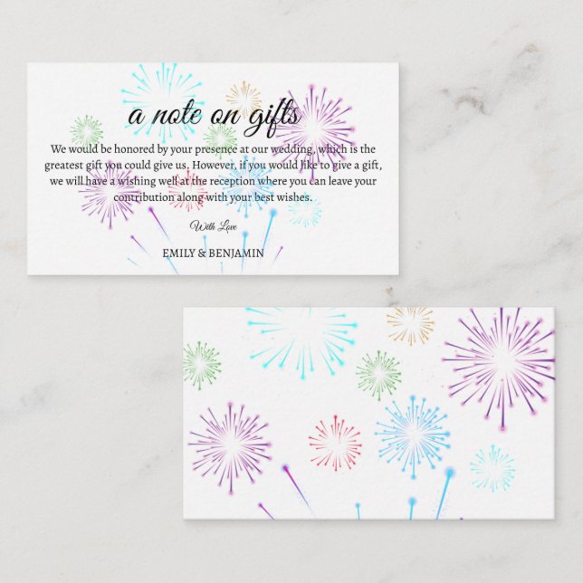 A Note On Gifts Wedding Enclosure Card (Front/Back)