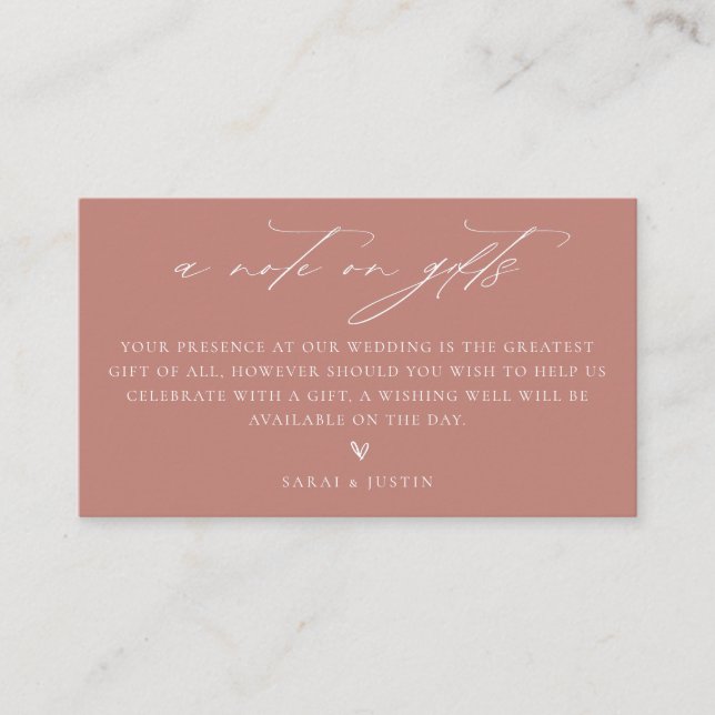 A Note On Gifts Wedding Enclosure Card (Front)