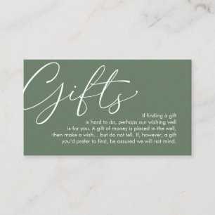 A note on gifts, wedding honeymoon wish enclosure card