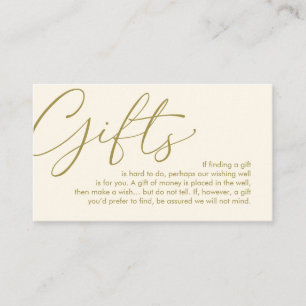 A note on gifts, wedding honeymoon wish enclosure card