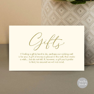 A note on gifts, wedding honeymoon wish enclosure card