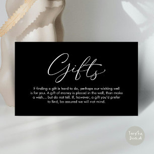 A note on gifts, wedding honeymoon wish enclosure card