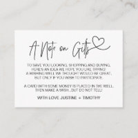 A Note on Gifts Wedding Wishing Well Card Heart