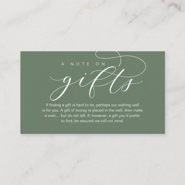 A Note On Wedding Gifts, Beautiful Elegance Luxury Enclosure Card (Front)