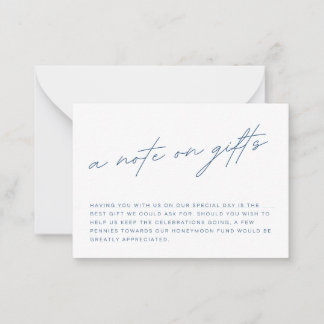 A Note on Wedding Gifts Card