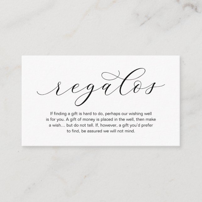 A Note On Wedding Gifts, Regalos, Beautiful Luxury Enclosure Card (Front)