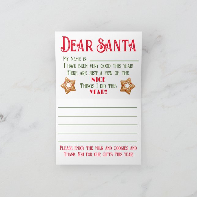 A Note to Santa!  Card (Inside)