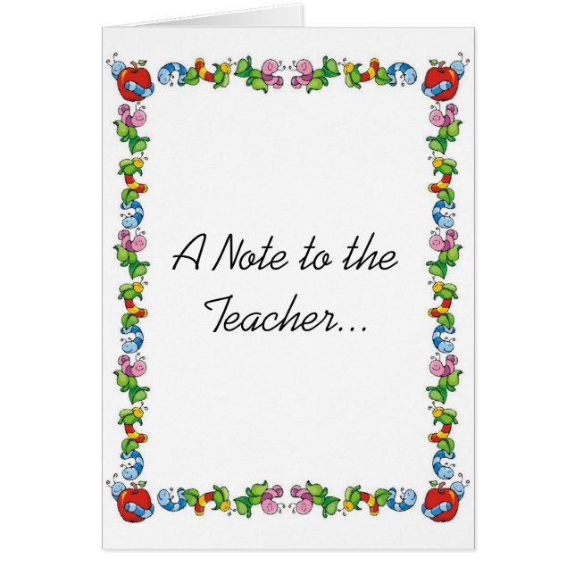 A Note to the Teacher... (Front)