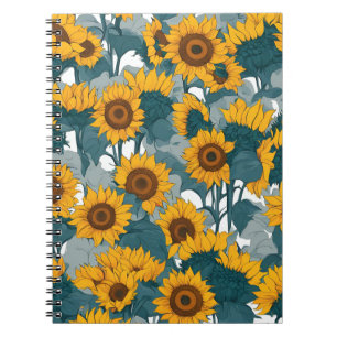 A Notebook with Sunlit Sunflower Fields