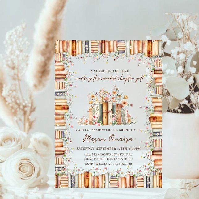 A Novel Kind of Love Book-Themed Floral Bridal  Acrylic Invitations (Creator Uploaded)