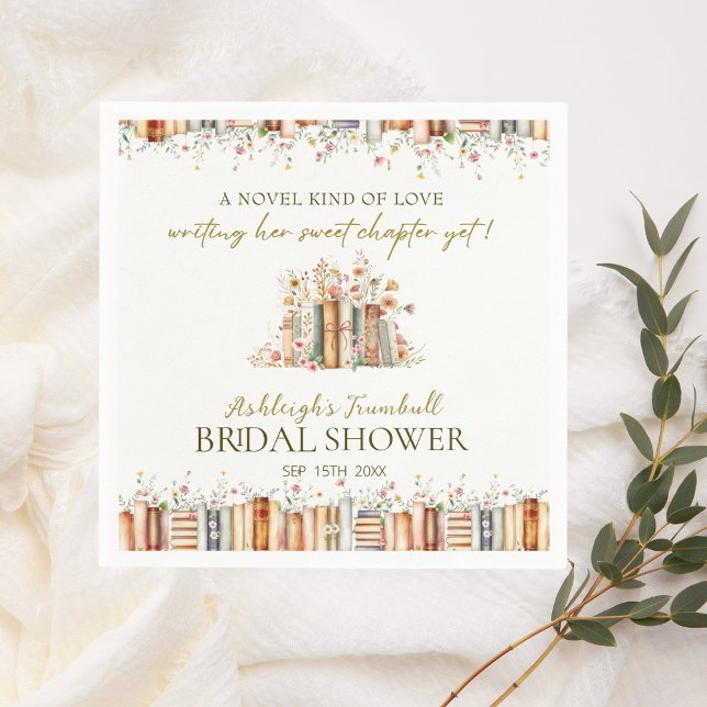 A Novel Kind of Love Book-Themed Floral Party Napkin (Creator Uploaded)