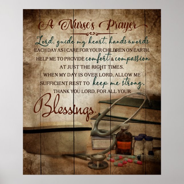 A Nurse's Prayer Inspirational & Motivational Poster (Front)