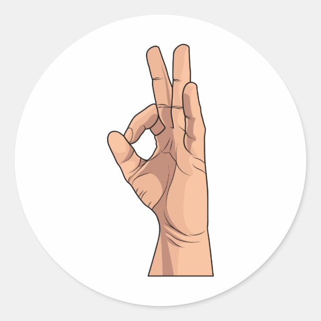 A OK ~ Hand Sign and Gestures a-ok Classic Round Sticker (Front)