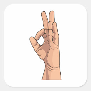 A OK ~ Hand Sign and Gestures a-ok Square Sticker