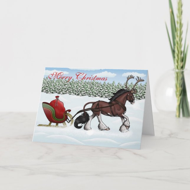 A One Cerviquine Open Sleigh Holiday Card (Front)
