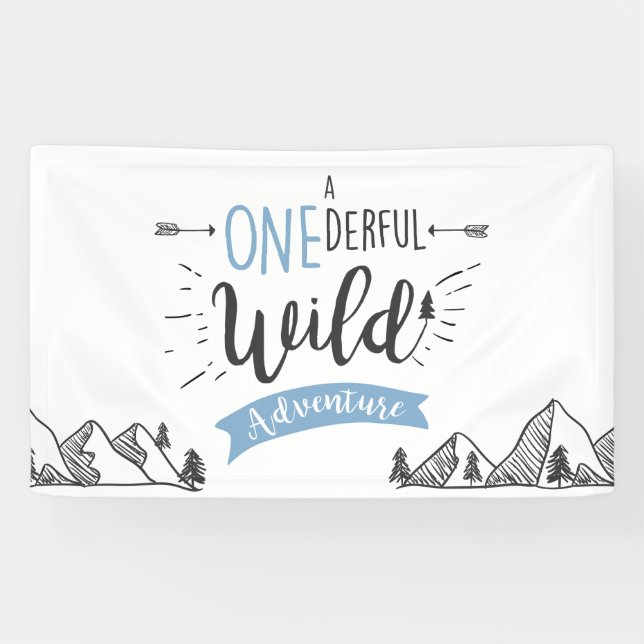 A Onederful Wild Adventure Birthday Banner Boy (Horizontal)