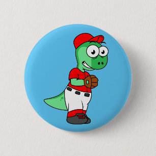 A Pachycephalosaurus Baseball Pitcher. 6 Cm Round Badge