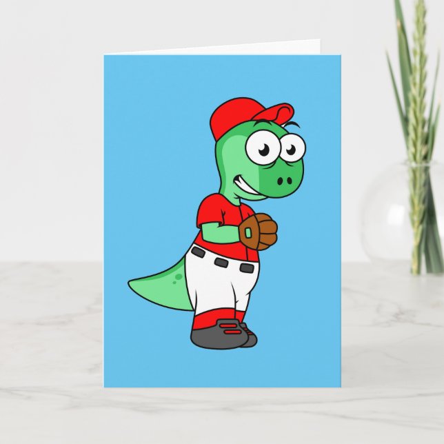 A Pachycephalosaurus Baseball Pitcher. Card (Front)