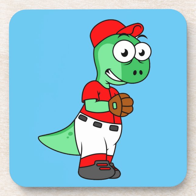 A Pachycephalosaurus Baseball Pitcher. Coaster (Front)