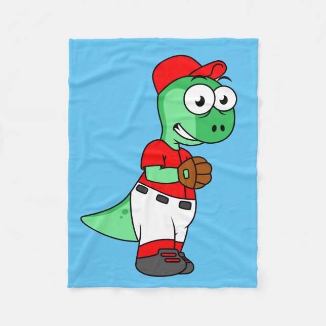 A Pachycephalosaurus Baseball Pitcher. Fleece Blanket (Front)