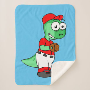A Pachycephalosaurus Baseball Pitcher. Sherpa Blanket