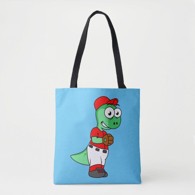 A Pachycephalosaurus Baseball Pitcher. Tote Bag (Front)