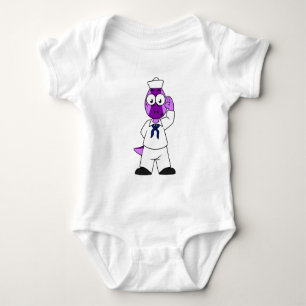 A Pachycephalosaurus Dinosaur Navy Sailor. Baby Bodysuit