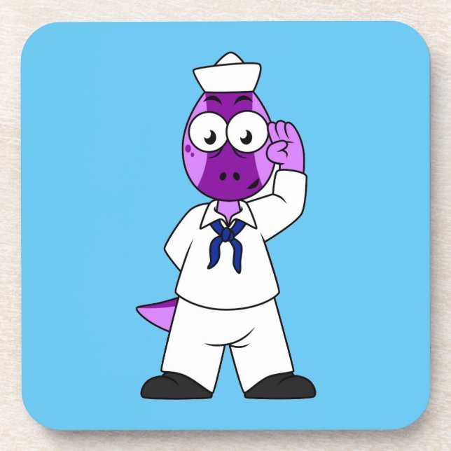 A Pachycephalosaurus Dinosaur Navy Sailor. Coaster (Front)