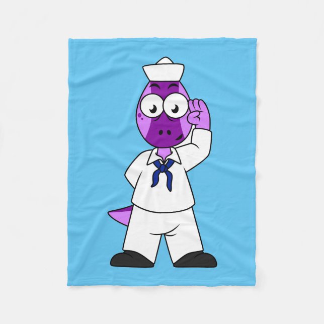 A Pachycephalosaurus Dinosaur Navy Sailor. Fleece Blanket (Front)