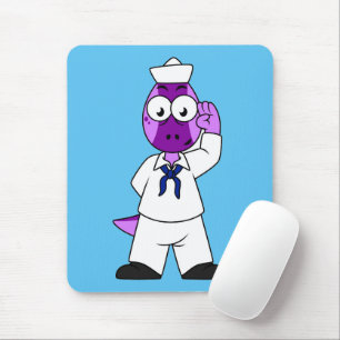 A Pachycephalosaurus Dinosaur Navy Sailor. Mouse Mat