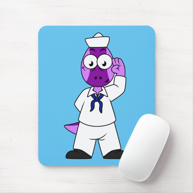 A Pachycephalosaurus Dinosaur Navy Sailor. Mouse Mat (With Mouse)