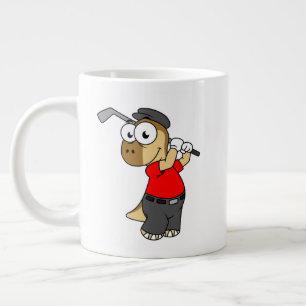 A Pachycephalosaurus Dinosaur Playing Golf. Large Coffee Mug