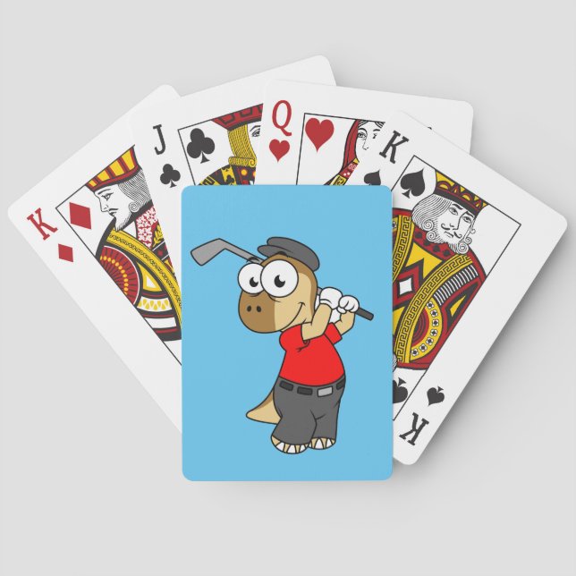 A Pachycephalosaurus Dinosaur Playing Golf. Playing Cards (Back)