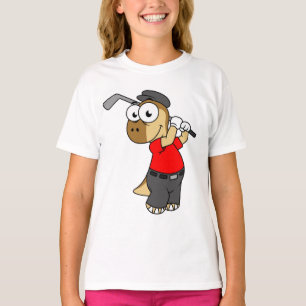 A Pachycephalosaurus Dinosaur Playing Golf. T-Shirt