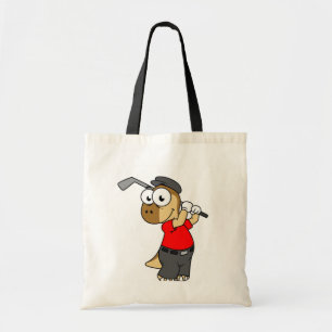 A Pachycephalosaurus Dinosaur Playing Golf. Tote Bag