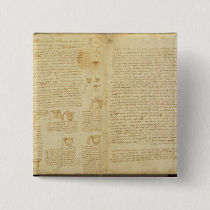 A page from the Codex Leicester, 1508-12 15 Cm Square Badge