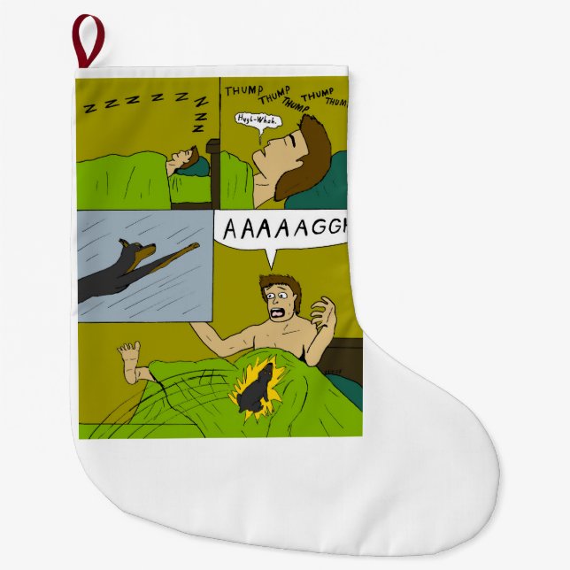 A painful wake up  large christmas stocking (Front)