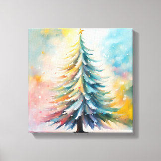 a painting of a christmas tree canvas print