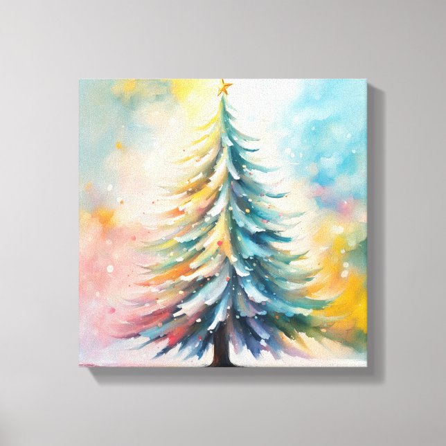 a painting of a christmas tree canvas print (Front)